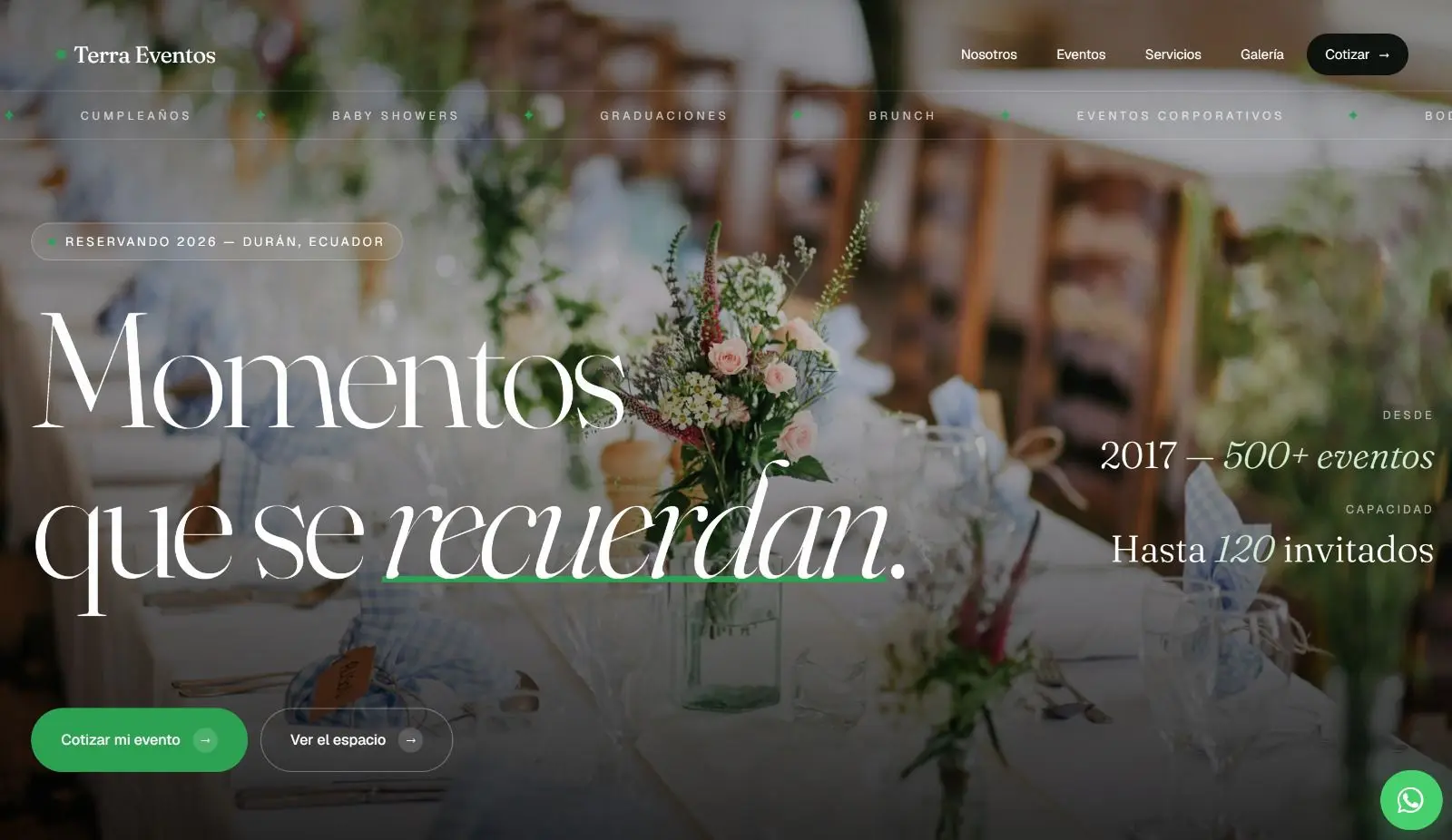 Proyecto terraeventos.ec — SEO y desarrollo web en Ecuador